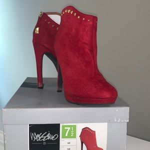 Massimo red suede studded booties